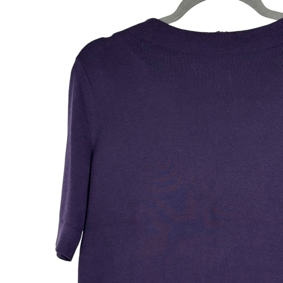 Talbots Medium Petite Deep Plum Cotton/Modal Short Sleeve Sweater w Back Zipper - Picture 2 of 8